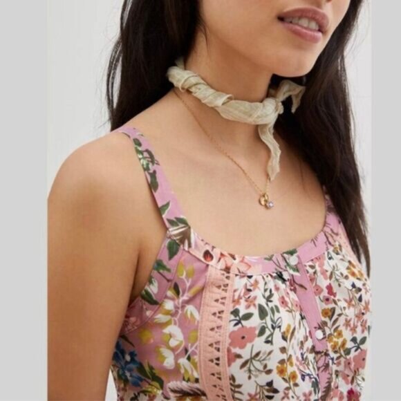 TINY / Anthropologie Thea Peplum Tank Top Pink Floral Sz XS Flawed - Picture 7 of 16